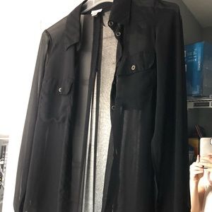 Sheer Black Dynamite Button Up